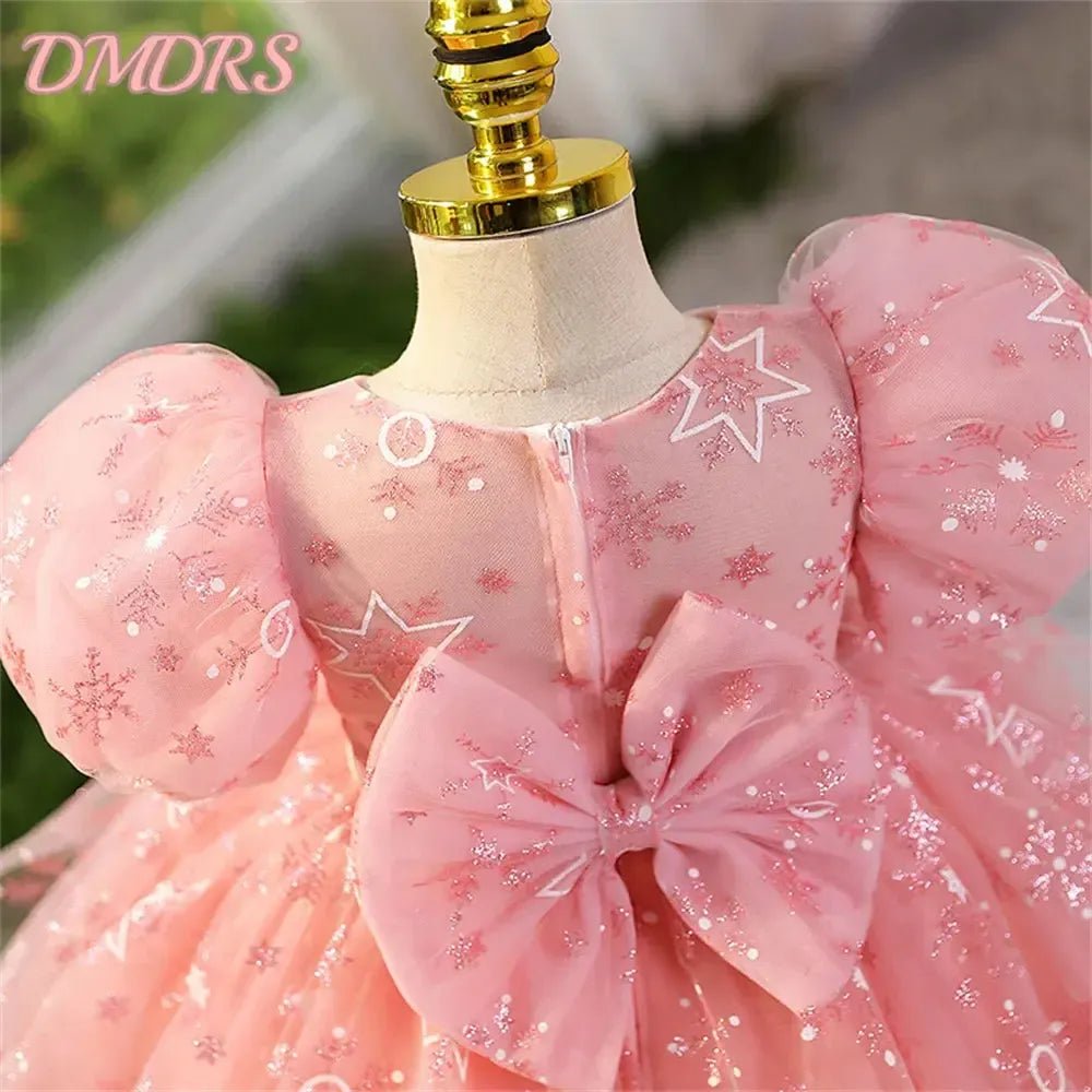 Girls Big Bow Flower Girl Dress – Baptism &amp; Wedding Gown - Bennys Beauty World