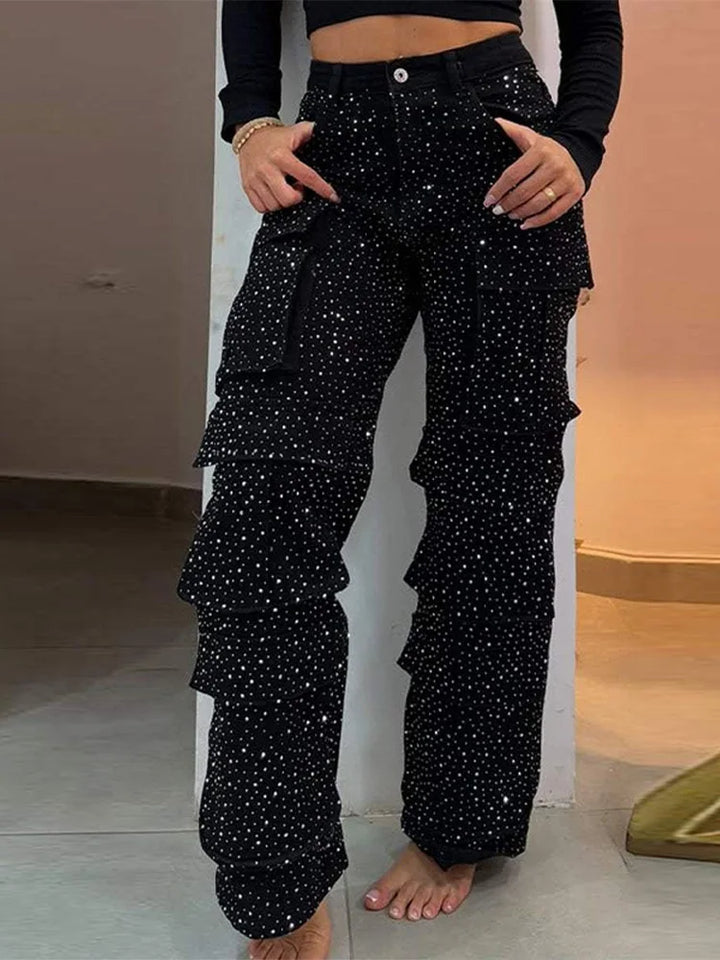 Women's High Waist Cargo Denim Jeans