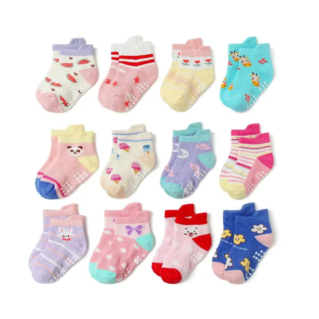 12 Pairs/Lot Cotton Baby's Socks-Bennys Beauty World