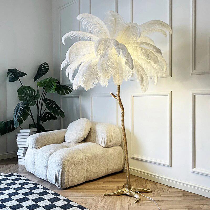 Nordic Ostrich Feather Led Floor Lamp-Lamp-Arlik interiors