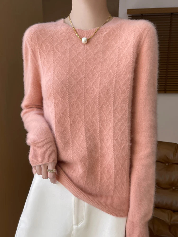 Women's Sweater O-neck 100% Merino Wool Knitwear Sweater