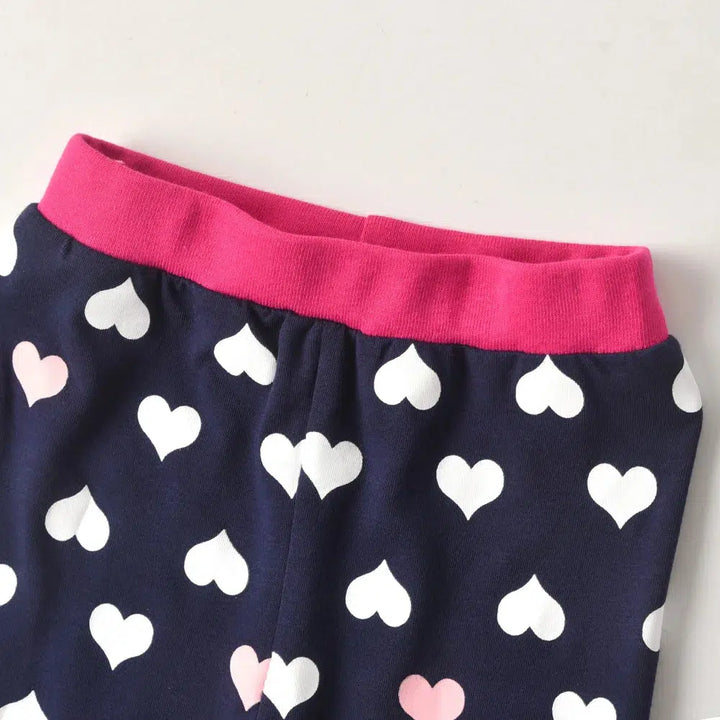 Girls Heart Shape Print Leggings Pants