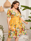 Midi Dress For Women Summer V Neck Floral Print Dress-Dresses-Bennys Beauty World