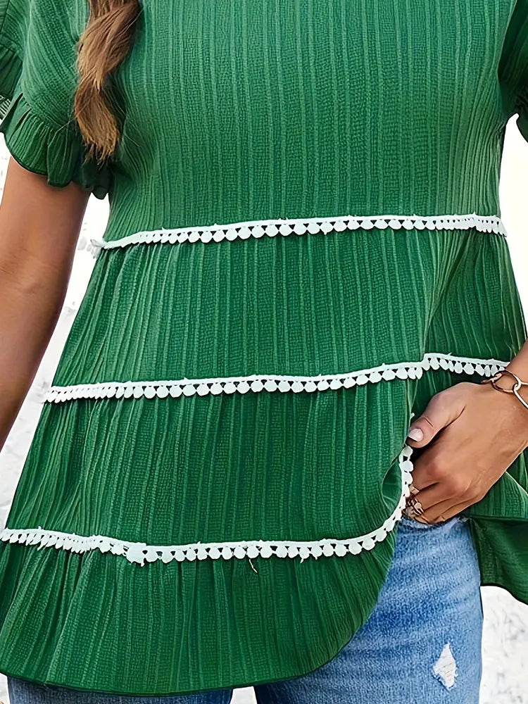Women's plus size shirt summer chic elegant shirt casual women's fashionable shirt-Bennys Beauty World