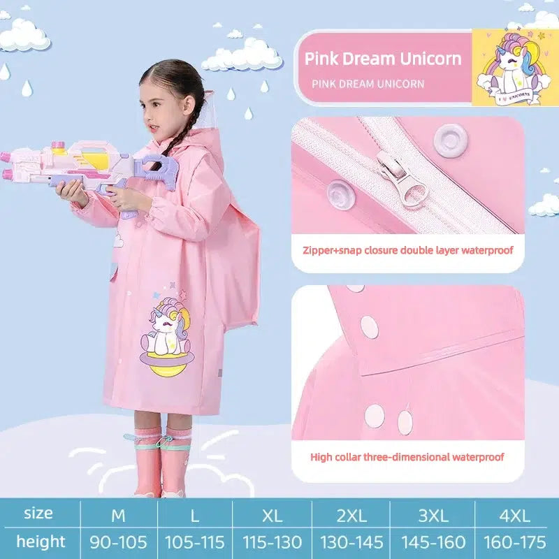 Kids Raincoat Wateproof Childrens Dinosaur Rain Coat-kids clothing-Bennys Beauty World