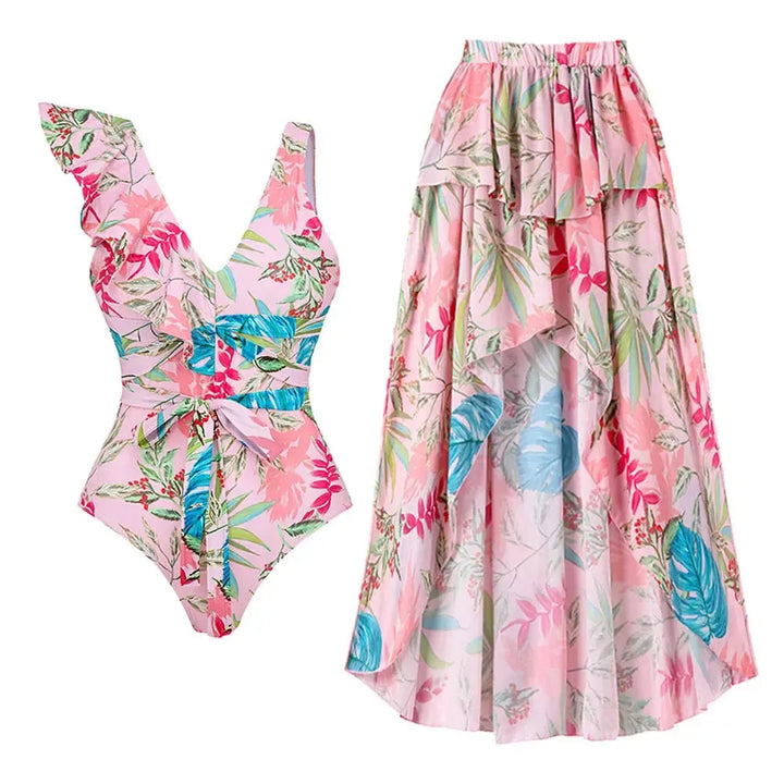 2023 New Arrival Push Up Women Bikini Set Floral Printed Ruffle Bikinis Strappy Bandage Swimwear Brazilian Biquini Bathing Suit-Bennys Beauty World
