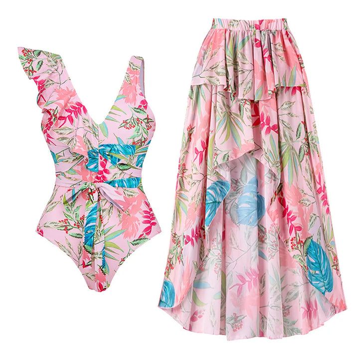 Push Up Women Bikini Set Floral Printed Ruffle Bikinis Strappy Swimwear-Swimwear-Bennys Beauty World