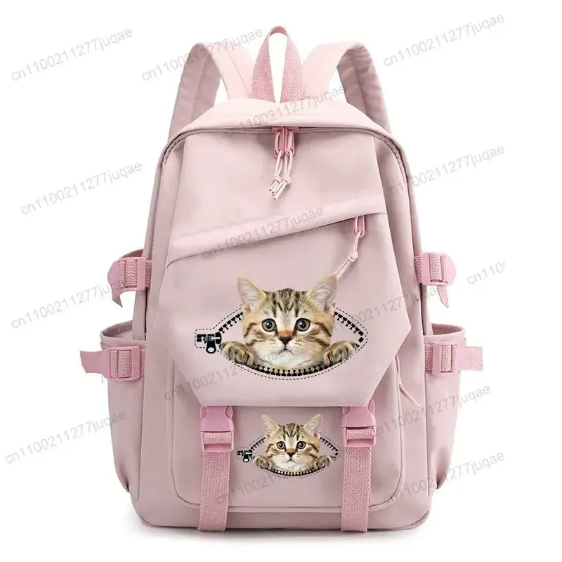 Back To School Cute Funny Cat Print Backpack-Backpack-Bennys Beauty World