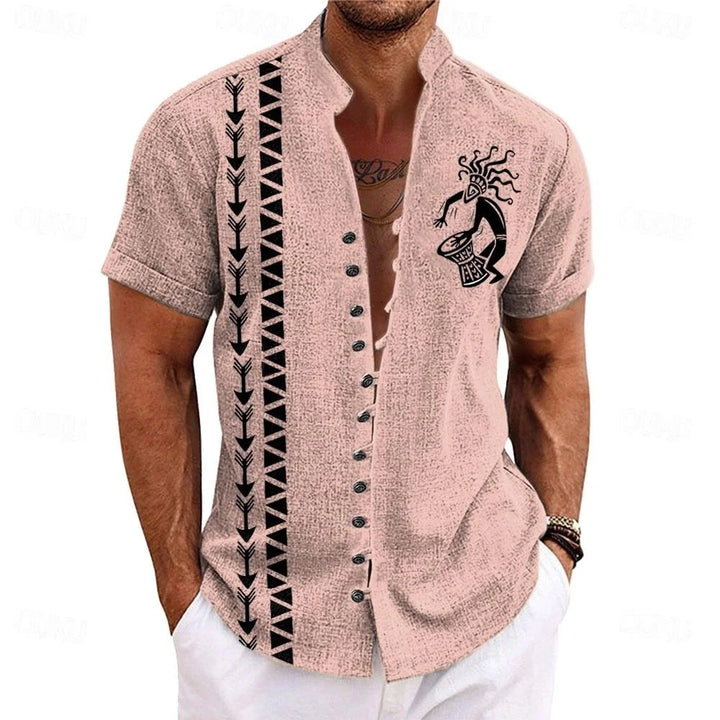 Men’s Linen Short Sleeve Shirt-Shirt-Bennys Beauty World