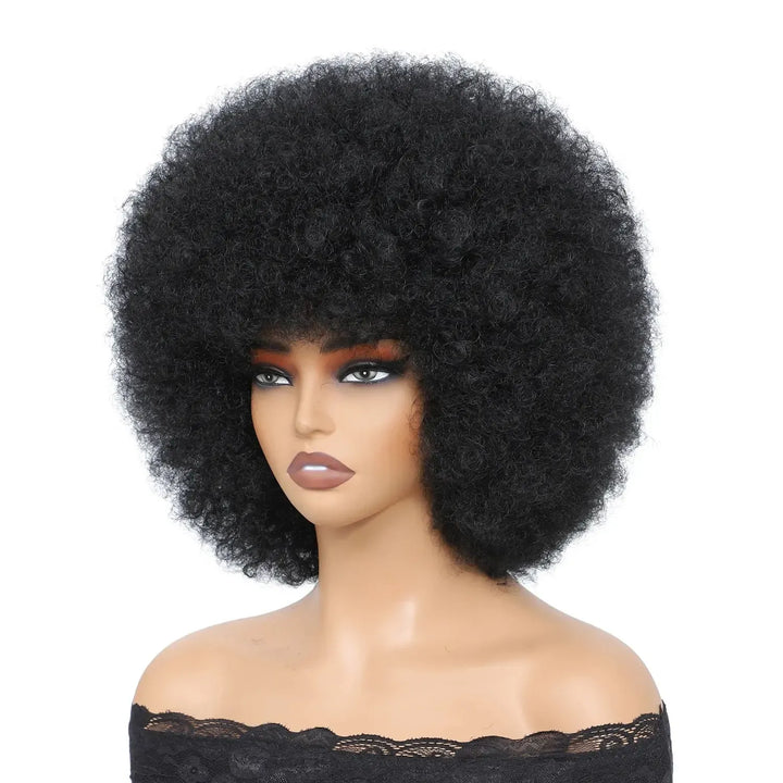 Afro Wigs for Black Women 14 Inch 70s Afro Kinky Curly Bouncy Fluffy Puff Synthetic Wig Ideal for Cosplay Daily &amp; Party-Bennys Beauty World