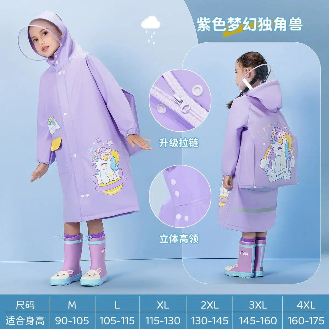 Waterproof Kids Rain Coat Portable Cartoon Rainwear Suit-Suit-Bennys Beauty World