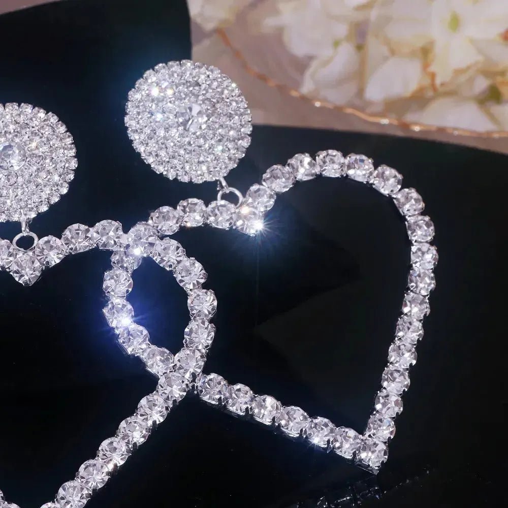 Oversized Hollow Heart Dangle Earrings - Bennys Beauty World