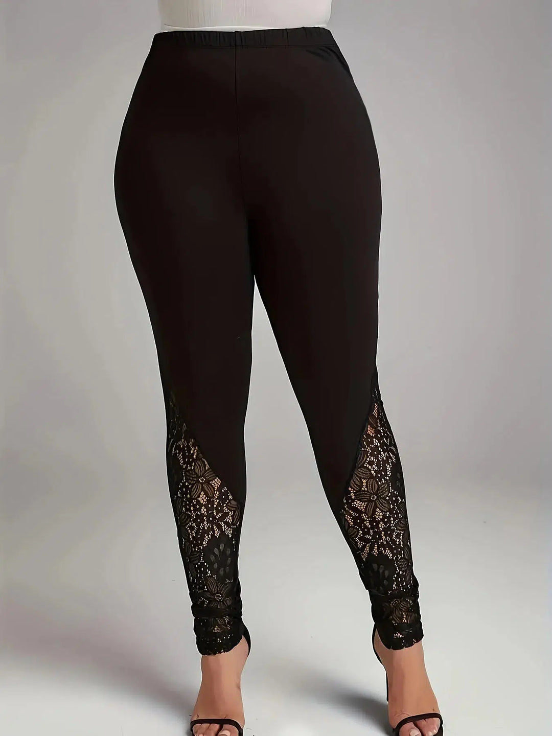 Womens leggings with lace patchwork Design-Bennys Beauty World