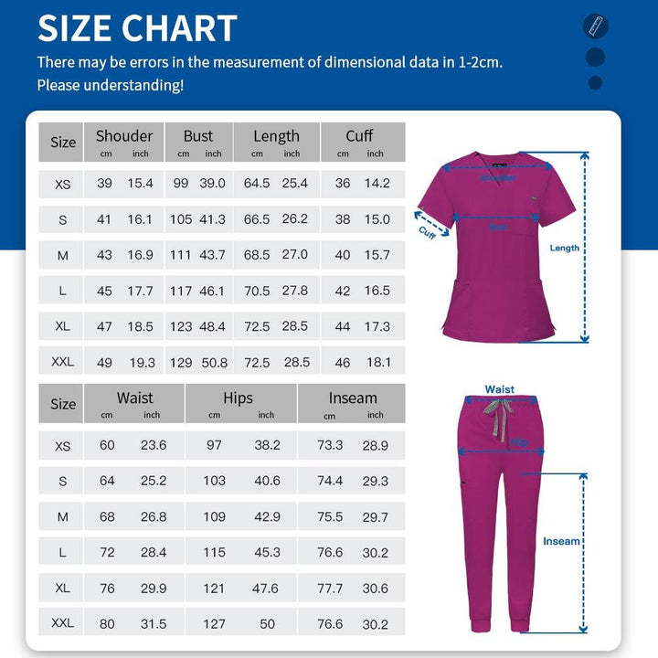 Multicolor Scrubs Short Sleeve Tops+Pants Nursing Uniform-Scrubs-Bennys Beauty World