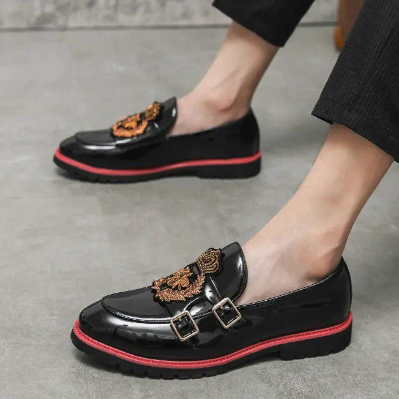 Men's Loafers PU Leather Embroidery Slip-On Casual Shoes-Shoes-Bennys Beauty World