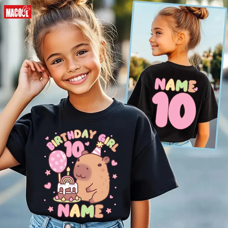 Girls Birthday T-Shirt | Personalized Name &amp; Age | Kids &amp; Adult Sizes