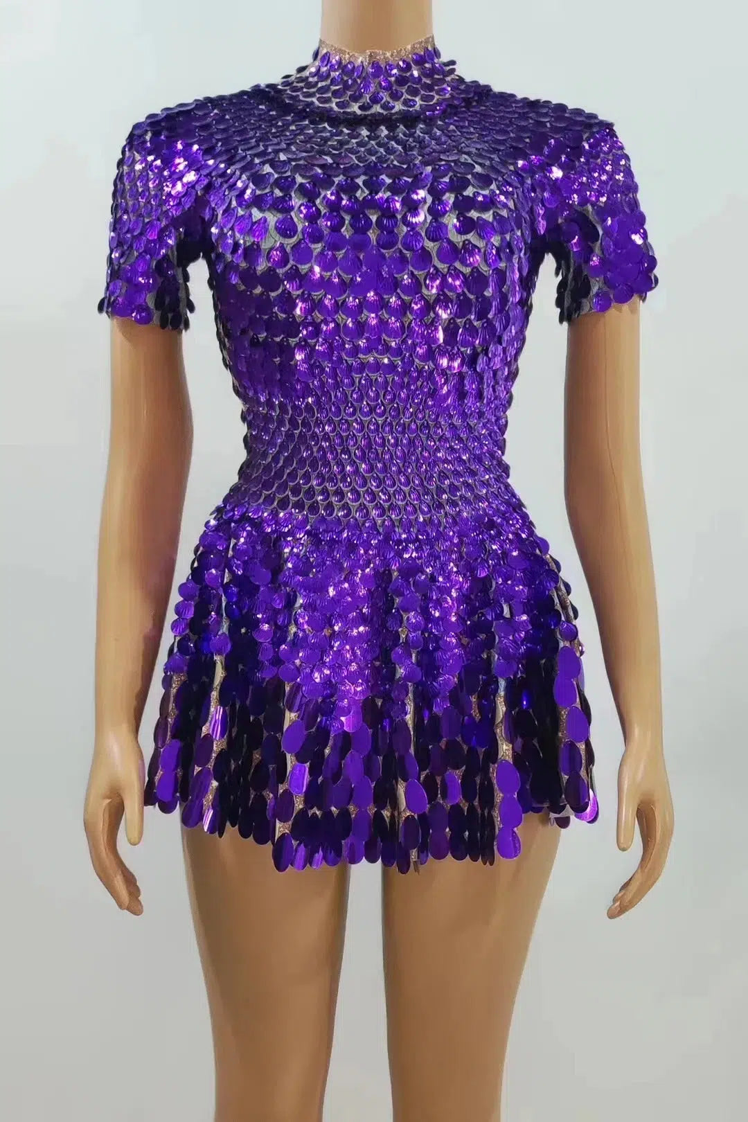 Rhinestone Sequin Mini Party Dress-Dresses-Bennys Beauty World