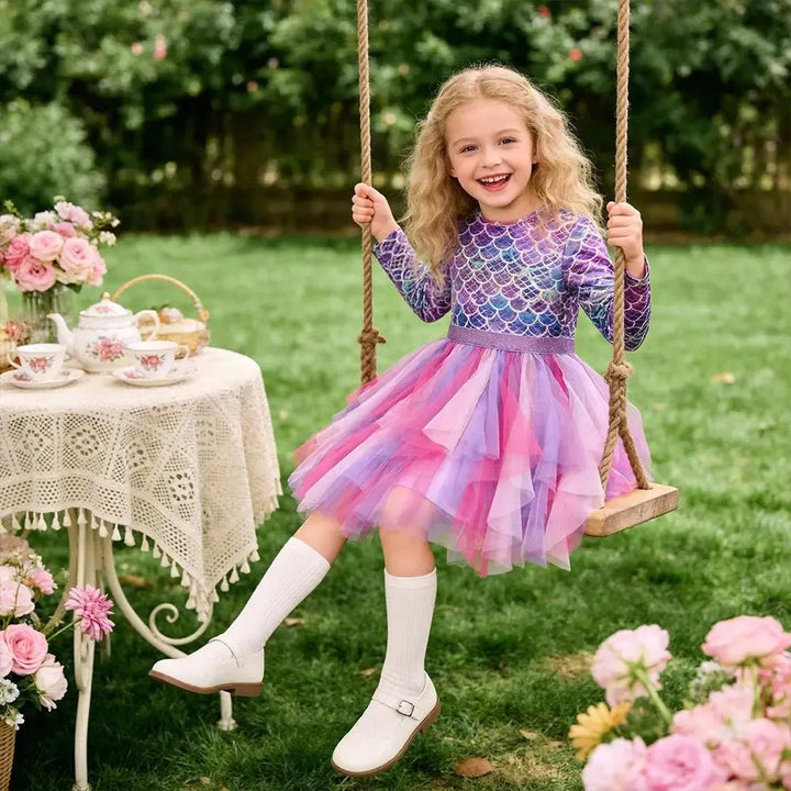 Girls Mermaid Princess Party Dress - Bennys Beauty World