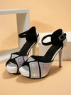 Womens Colorblock Peep Toe Sandals-Shoes-Bennys Beauty World