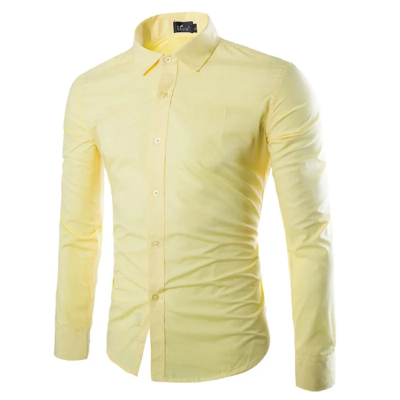 Men's Candy Color Long Sleeve Shirt Casual Fashion for Spring & Summer-Shirt-Bennys Beauty World