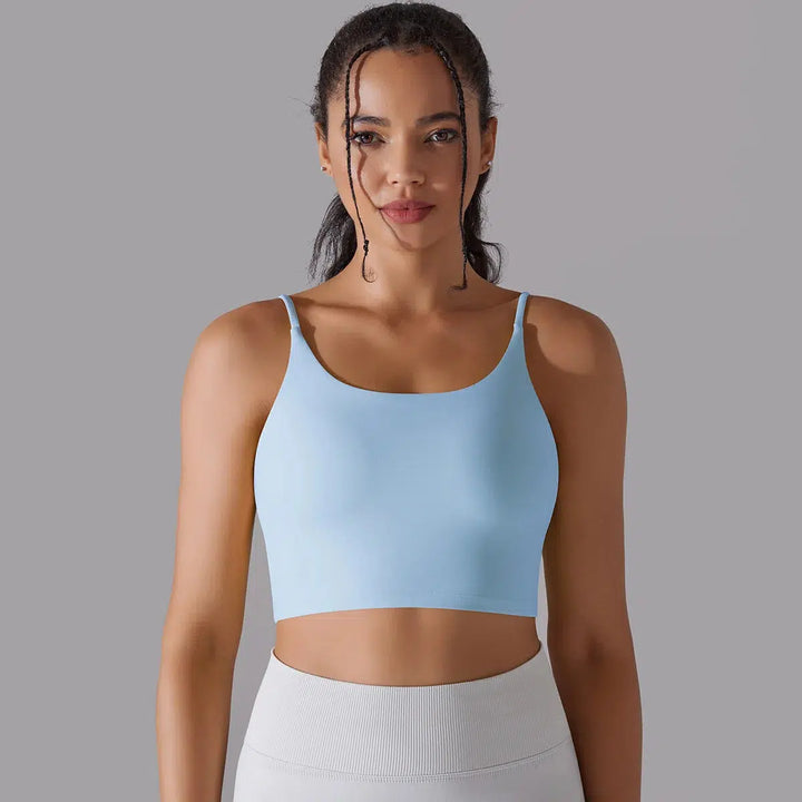 Women Solid Double Sided Nylon Bras Knitting High Elastic Tank Tops-crop top-Bennys Beauty World