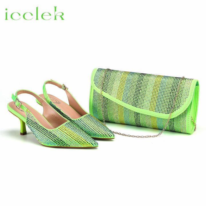 Women's Sandals Pointed Toe Full Color Design Shoes and Bags Set-Shoe-Bennys Beauty World