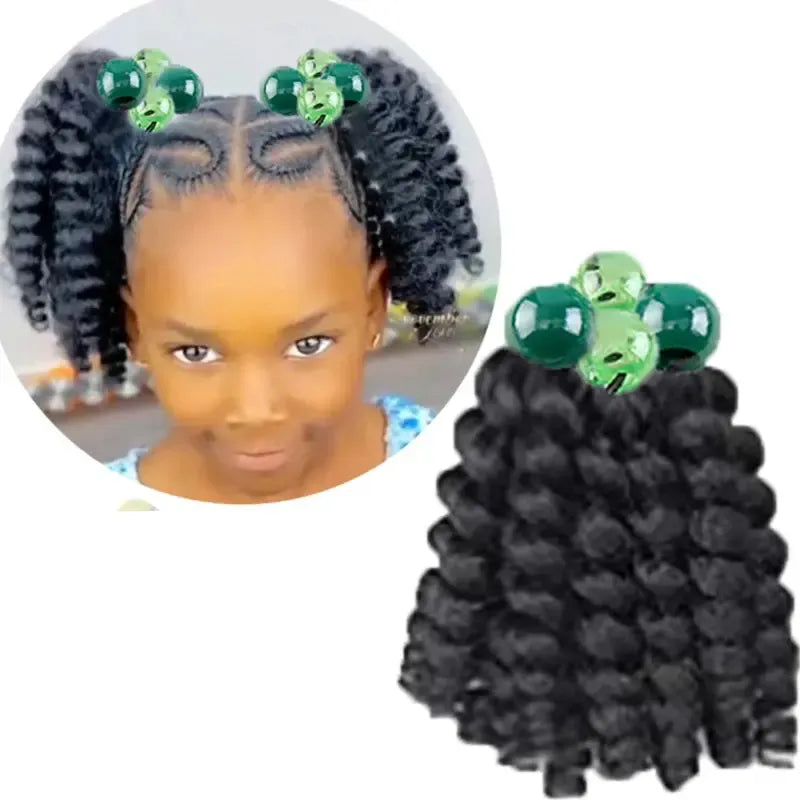 2-Pack Girls Braided Ponytail Hair Extensions with Elastic Ball Beads – Colourful Synthetic Hairpiece for Kids-Hair Accessories-Bennys Beauty World