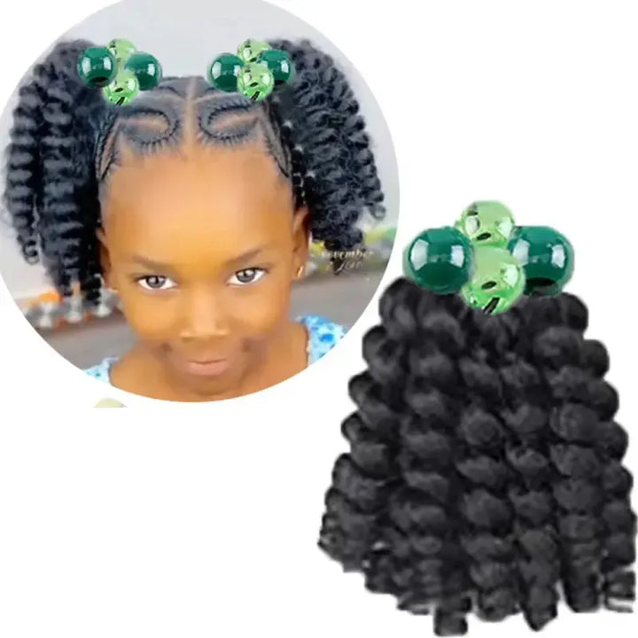 2-Pack Girls Braided Ponytail Hair Extensions with Elastic Ball Beads – Colourful Synthetic Hairpiece for Kids-Hair Accessories-Bennys Beauty World