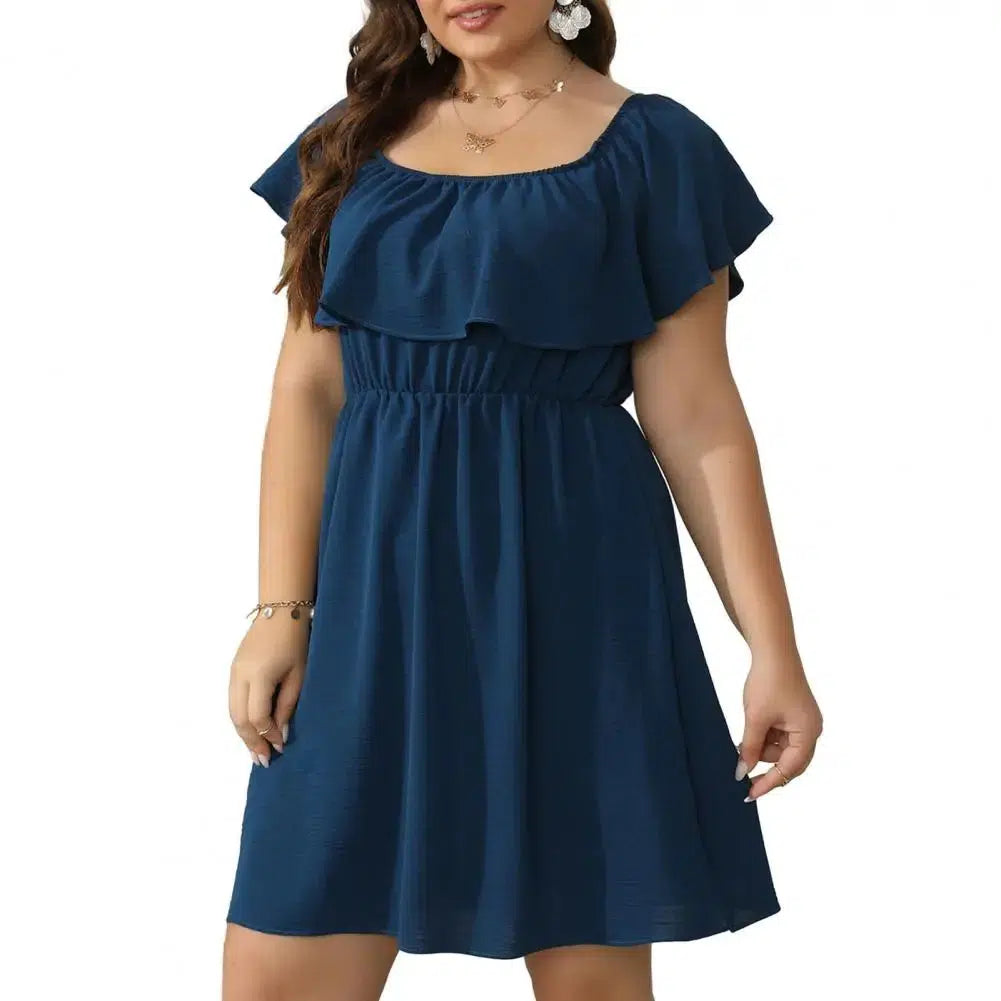 Women Dresses Summer Short Sleeve Ruffle Dress-Dresses-Bennys Beauty World