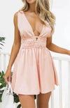 Womens Mini Dress Sleeveless V Neck Backless Flower Print Dress-Dress-Bennys Beauty World