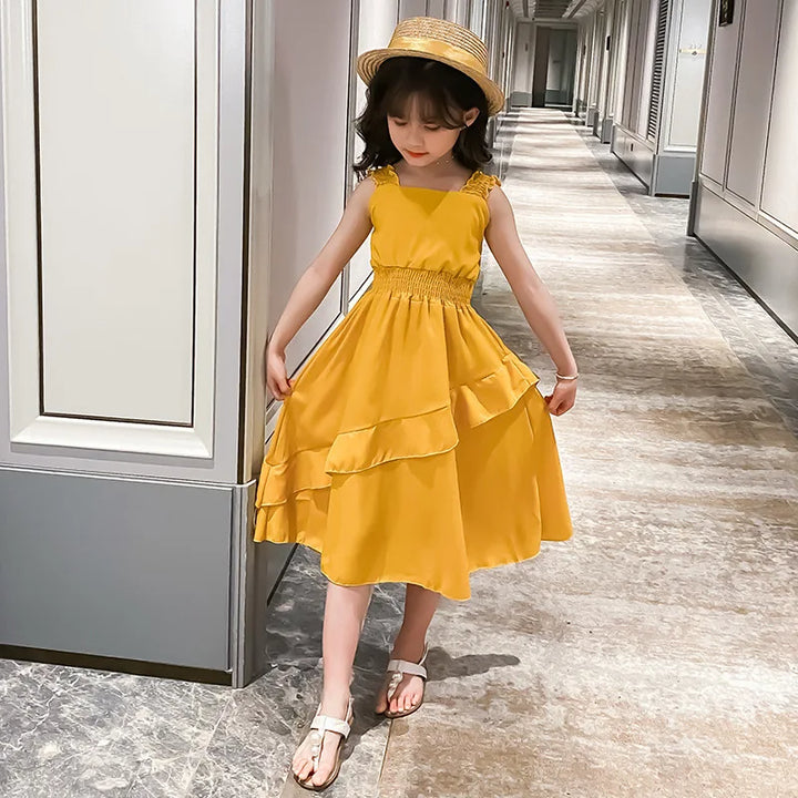 Girls Chiffon Flounce Sleeveless Party Dress | Ages 3–12