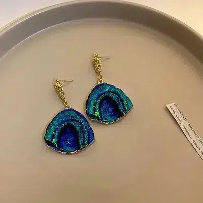 Blue Geometric Chain Earring for Women-Earring-Bennys Beauty World