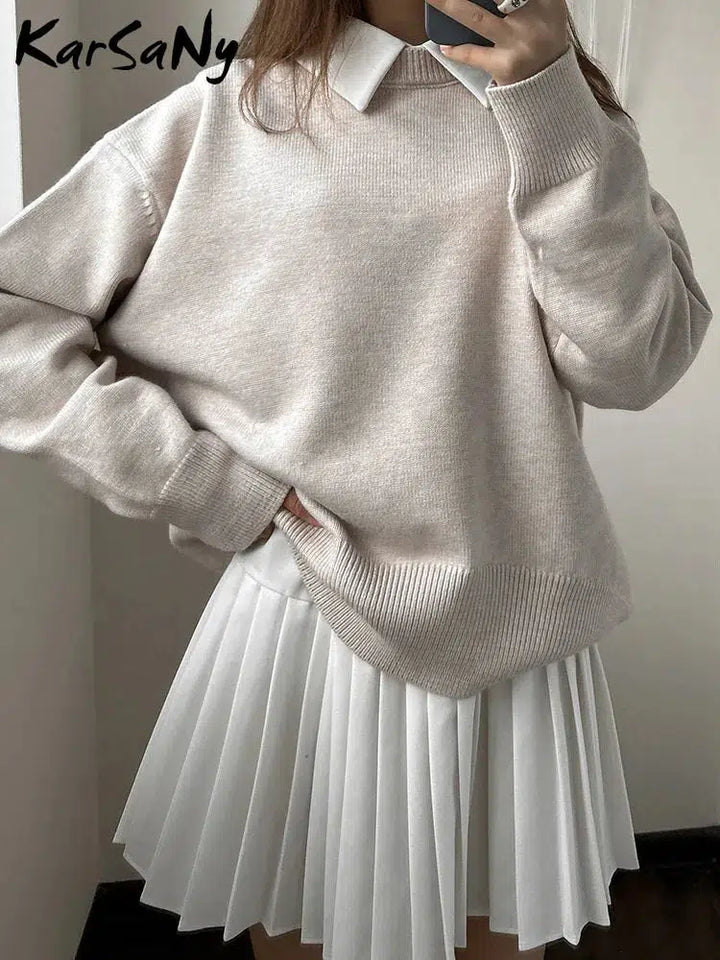 Knitted Loose Thick Basic Sweaters For Women