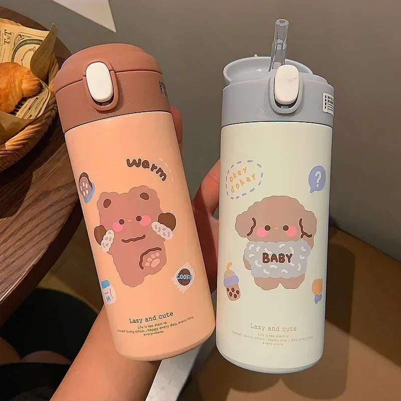 380ML Stainless Steel Thermos Vacuum Flask Cute Cartoon Thermal Water Bottle