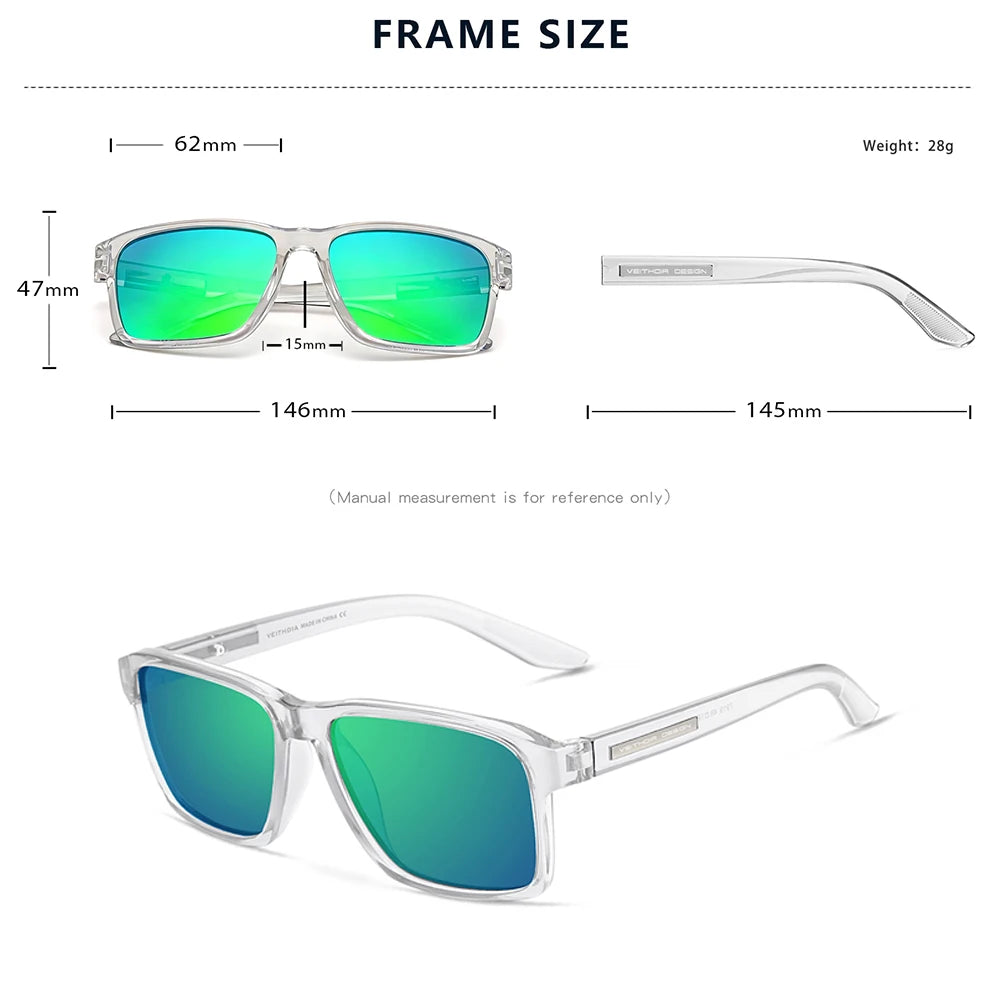 VEITHDIA Polarized UV400 Sunglasses | Photochromic Gradient Mirror | Unisex