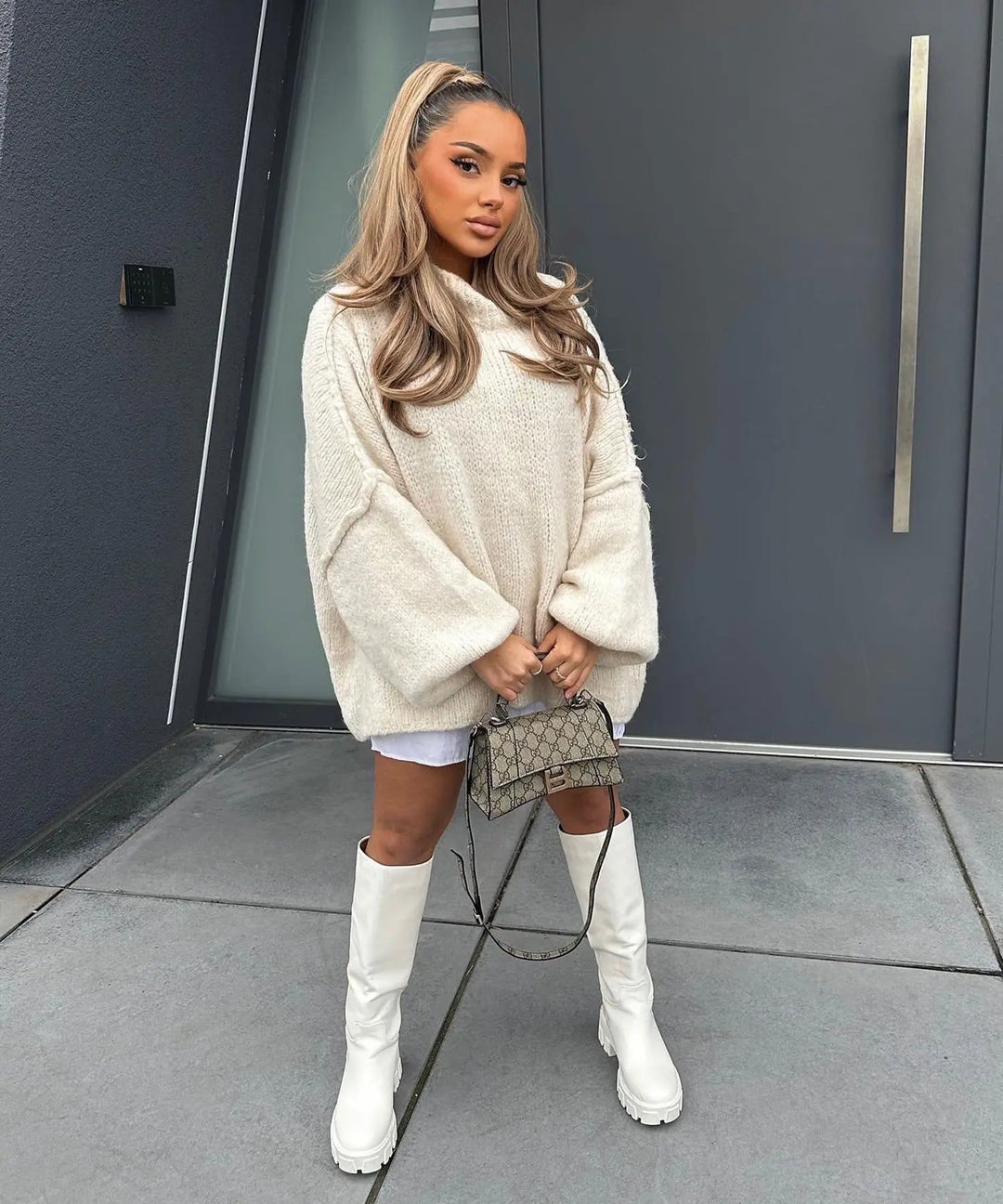 Women's Sweater Solid Color Semi-turtleneck Casual