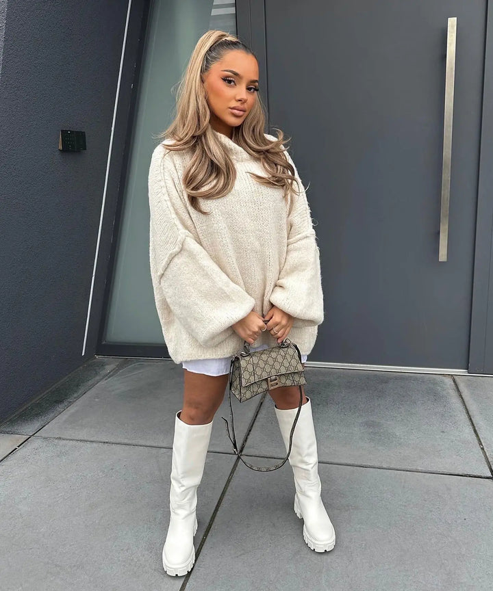 Women's Sweater Solid Color Semi-turtleneck Casual