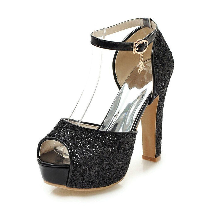 Summer Women's Peep Toe Sequins High Heels-shoe-Bennys Beauty World