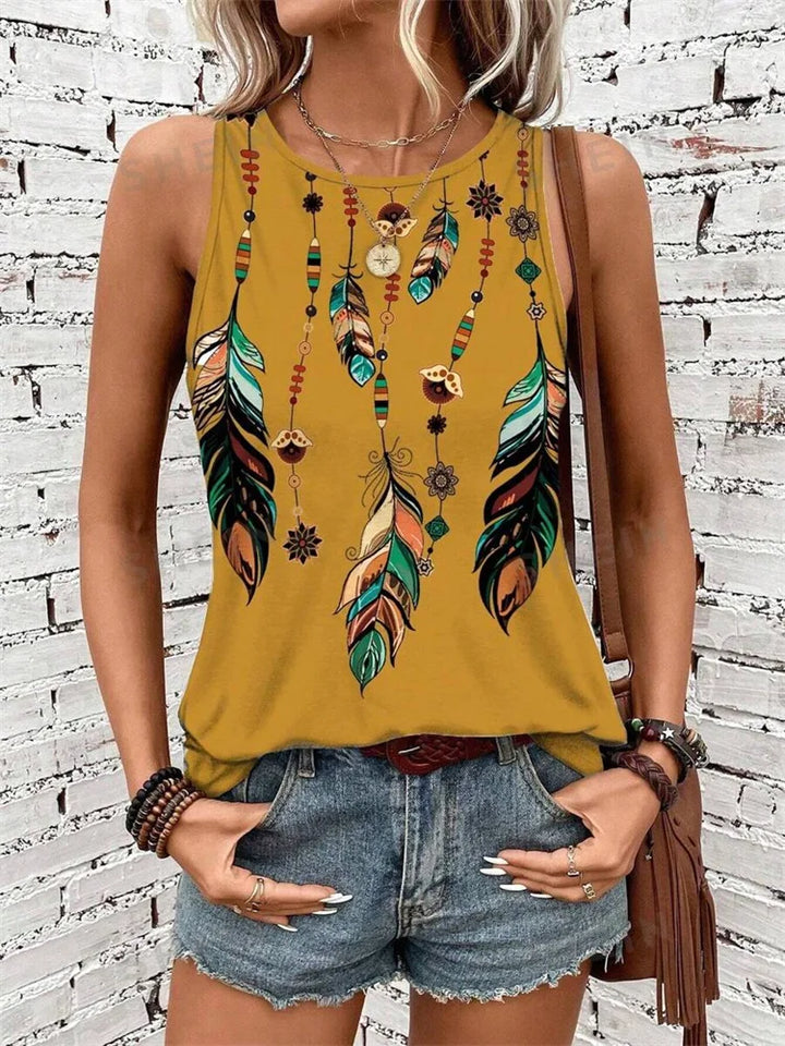 Leopard Print Crew Neck Tank Top