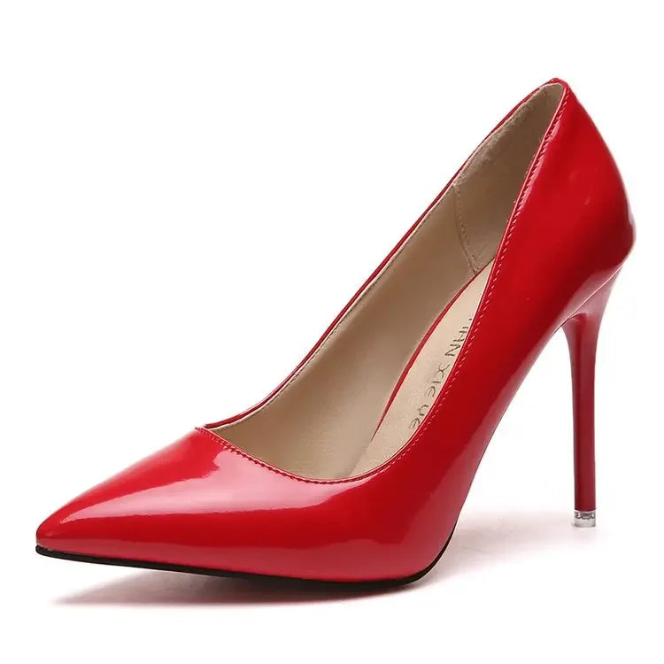 Women Shoes Pointed Toe Pumps Patent Leather Dress High Heels