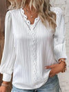 Woman Lace Stitching V-Neck Simple Black Chiffon Shirt-blouse-Bennys Beauty World