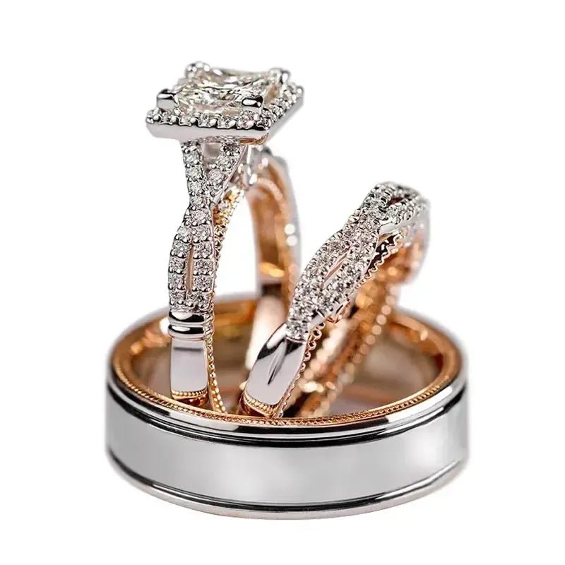 Cross Zircon Engagement Ring Set – Women&