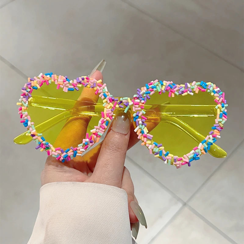 Heart-Shaped Sprinkle Sunglasses — UV400