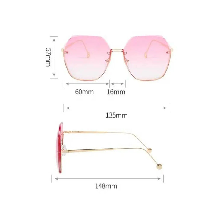 Rimless Oversized Gradient Sunglasses – Square UV400 Shades for Women