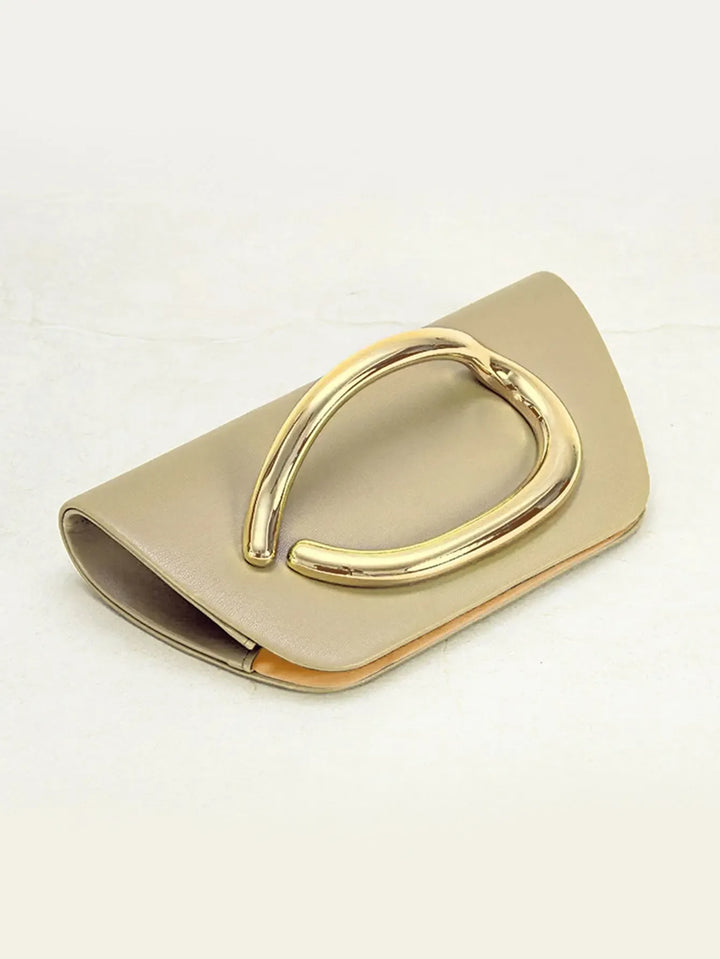 Gold Metal Buckle Box Clutch Fashion Women&