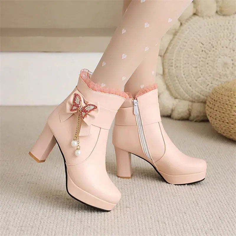 Girls Boots Women High Heel Ankle Boots-Shoes-Bennys Beauty World