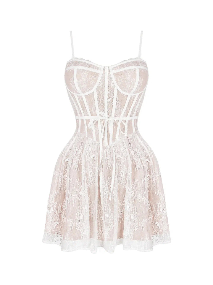 Summer Vintage Lace Mini Dress-Dresses-Bennys Beauty World