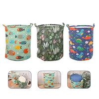 Cotton Linen Dirty Laundry Basket Foldable Round Waterproof Organizer Bags-bag-Bennys Beauty World