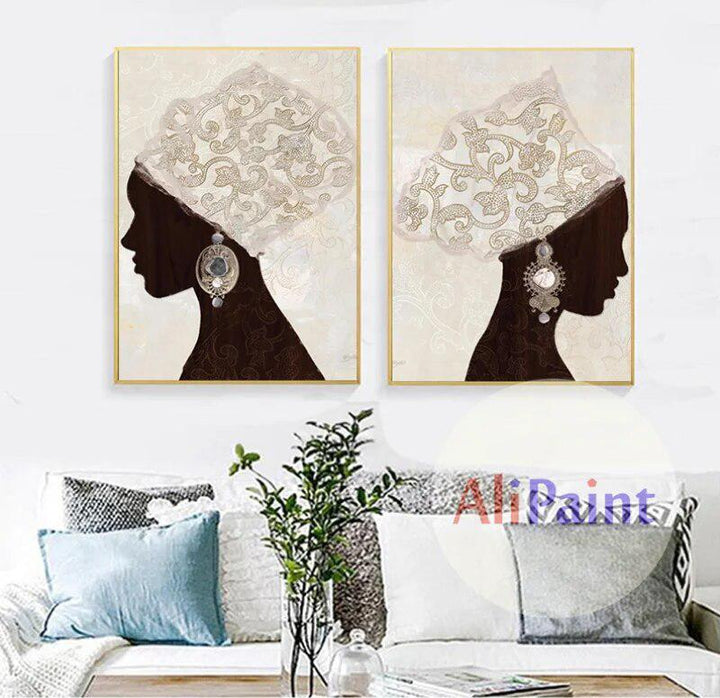 African Art Woman Painting Prints on Canvas-Art-Arlik interiors