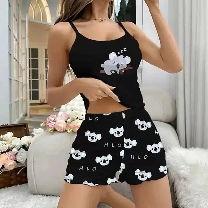 Women Pajamas Sleepwear Pajama Set Sports Camisole And Shorts-Dresses-Bennys Beauty World